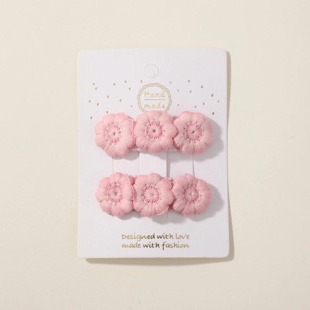 

2 шт. Заколки для волос с цветочной вышивкой, Детские геометрические милые заколки для волос, Винтажные детские заколки-невидимки, Заколки-клипсы, Аксессуары для волос