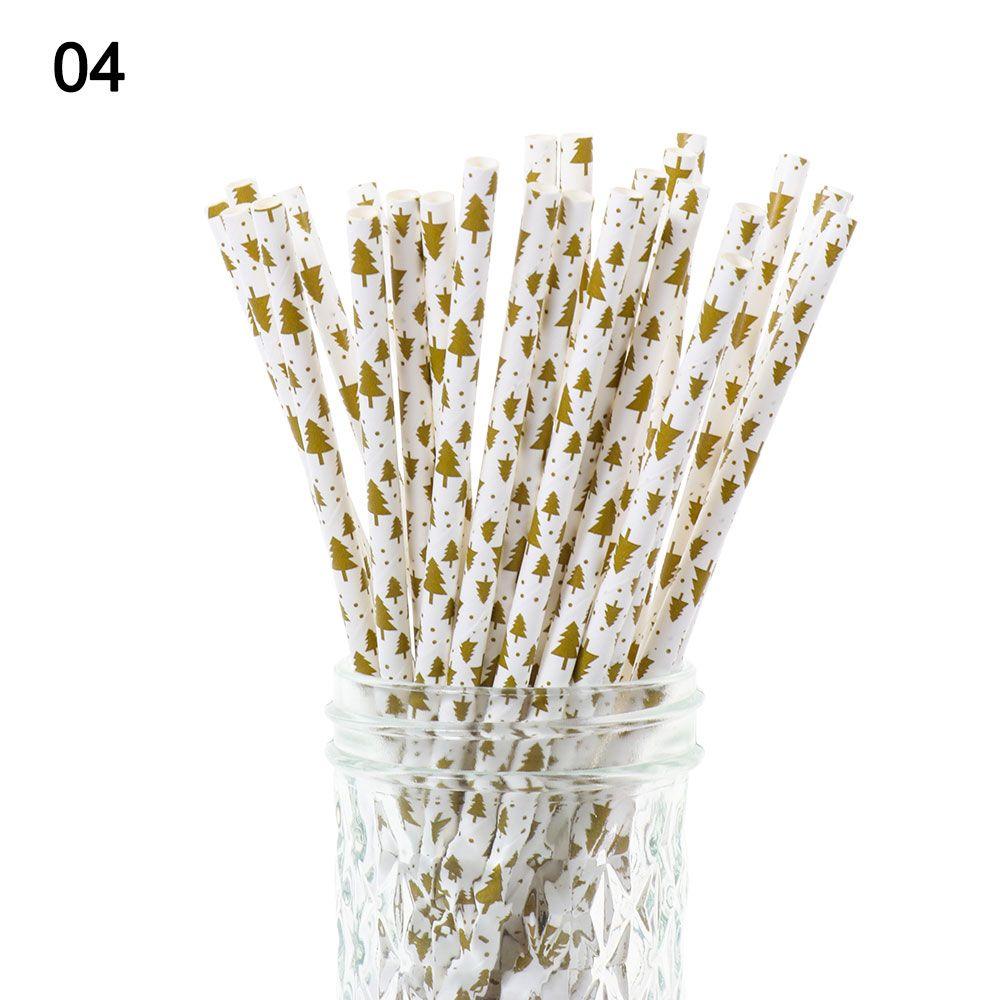 Party Supplies Snowflake Drinking Straw Disposable Christmas Decorations Christmas Paper Straws