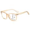 Square Progressive Multifocus Reading Glasses Anti Blue Light Presbyopic Glasses Spring Hinge Readers Far and Near Dual-use