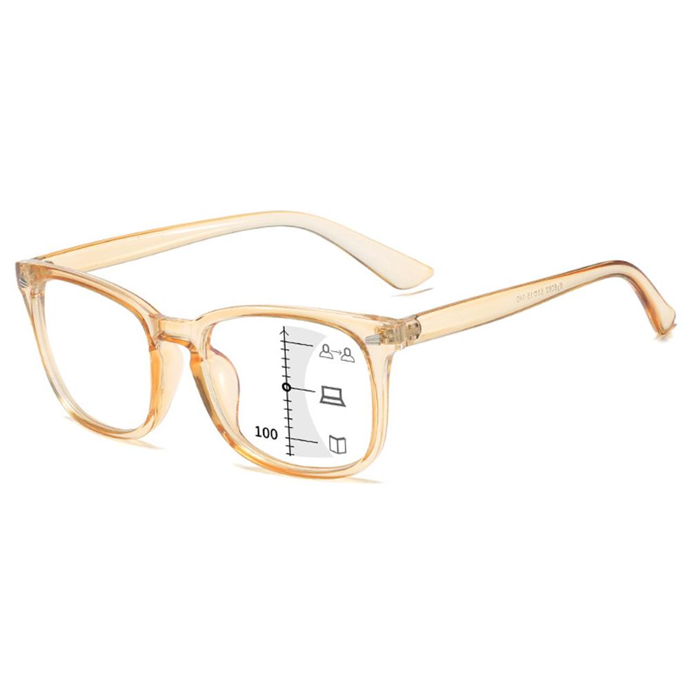 Square Progressive Multifocus Reading Glasses Anti Blue Light Presbyopic Glasses Spring Hinge Readers Far and Near Dual-use