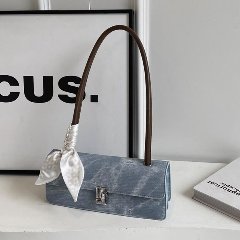 Fashion Underarm Bag for Women French Simple Versatile Single Shoulder Bags Temperament Elegant Party Handbags with Ribbon