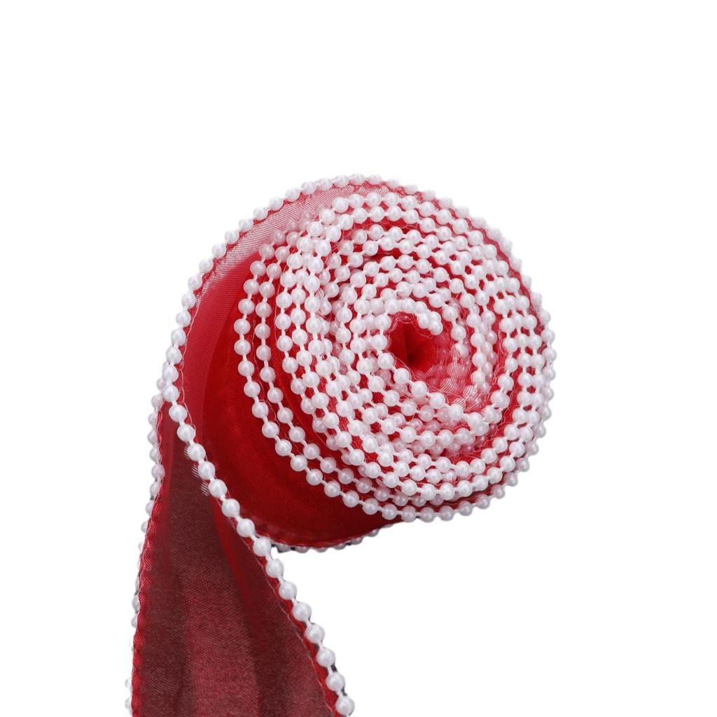 4cm Wide Pearl Fish Tail Yarn Ribbon for DIY Flower and Cake Box Decoration