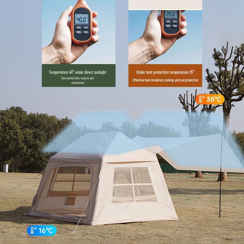 Self-Inflating Outdoor Tent: Easy Setup, Two-in-One Cabin & Awning for Camping or Home Use