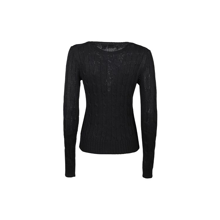 Polo Ralph Lauren FW21 Logo Chunky Knit Crewneck Sweater Women sweater Black 211580009-046