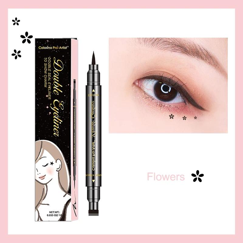 

Double-head Waterproof Liquid Eyeliner Quick Drying Non-blooming Color Stamp Liner Pen 2 In 1 Long Lasting Eye Makeup Cosmetics