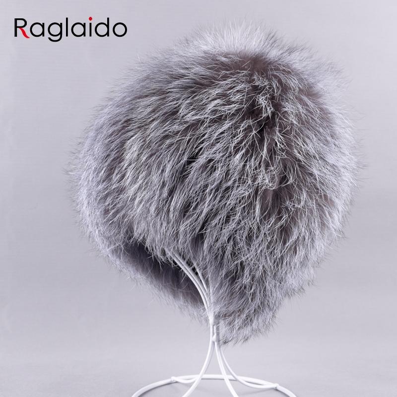 Real Fox Fur Hats Russian Women Knittd Cap Brand High Quality Hand Sewing Winter Beanies Natural Fur Snow Hat