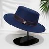 Retro woolen flat hat female autumn and winter French temperament socialite M standard top hat fashionable flat-brimmed jazz hat self-operated