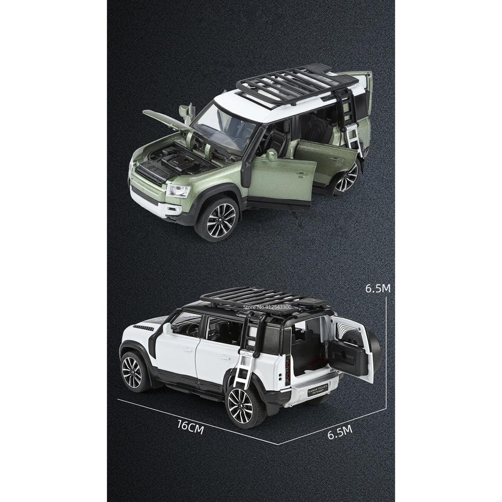 1/32 Scale LAND Rover Defender 110 Toy Car Model Alloy Diecast SUV Sound Light Pull Back Model Car Toy for Boy Gifts Collection