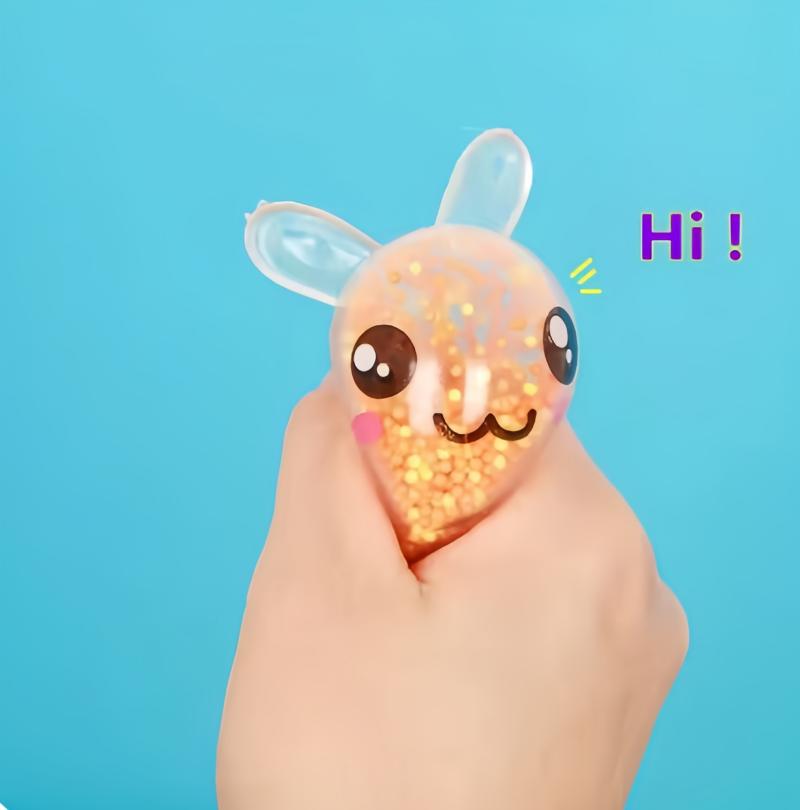Squishy 3Pcs Bunny Stress Balls With Light Stress Easing Toy Girls Kids Fidget Toys Vibrant Multi-Colored Rabbit For Easter Basket Stuffers