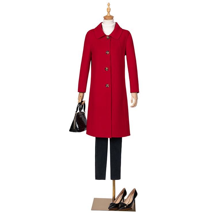 Women's Slim Long Wool Coat with Peter Pan Collar