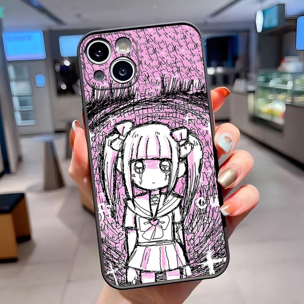 M-Menhera Chan Comic Phone Case Matte Translucent For IPhone 15 Pro 16 Pro Max 13 11 12 14 Xs X Xr 7 8 Plus Se Back Cover