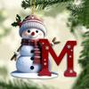 Shatterproof Acrylic Snowman Letter Hanging Ornament Christmas Tree Decoration For Festival Tree Wreath Window Display
