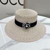 JYL TS DIY French Straw Hat Sun Protection Beach Cap Woven Straw