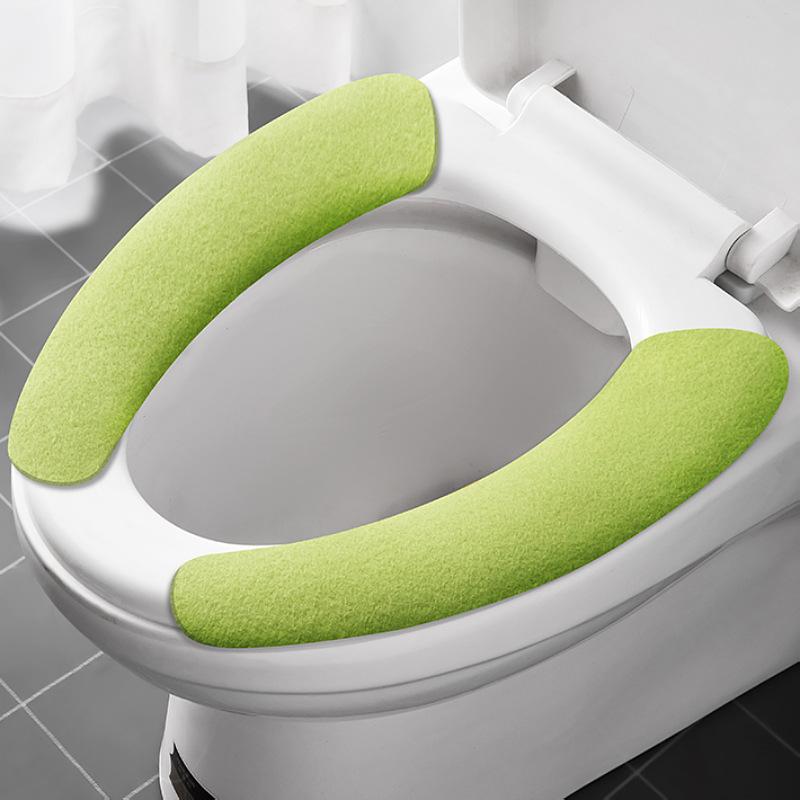 Universal Toilet Seat Cover Soft WC Paste Toilet Sticky Seat Pad Washable Bathroom Warmer Seat Lid Cover Pad Cushion Solid Color