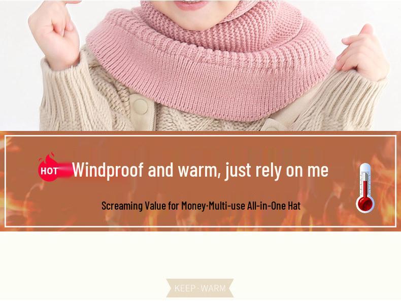 Koreaanse Stijl Kinder Dubbele Pompon Oorflappen Hoed & Eendelig Sjaal Set (Herfst/Winter 2025 Collectie)
