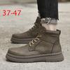Foreign Trade 2025 New Large Size 47 Thick-soled Tooling Martin Boots Men's Cowhide British Casual Retro Velvet Snow Boots