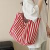 Simple Casual Striped Lazy Wind Large Capacity Tote Bag Female Student Commuting Fashion Shoulder Bag