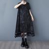 Kortärmad Plus size Svart mesh vintage ny i klänningar för kvinnor avslappnad lös lång sommarklänning