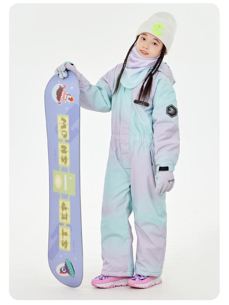 Oddivski Unisex Children's Cartoon Ski Suit - Warm, Waterproof, Windproof One-Piece for Indoor Skiing.