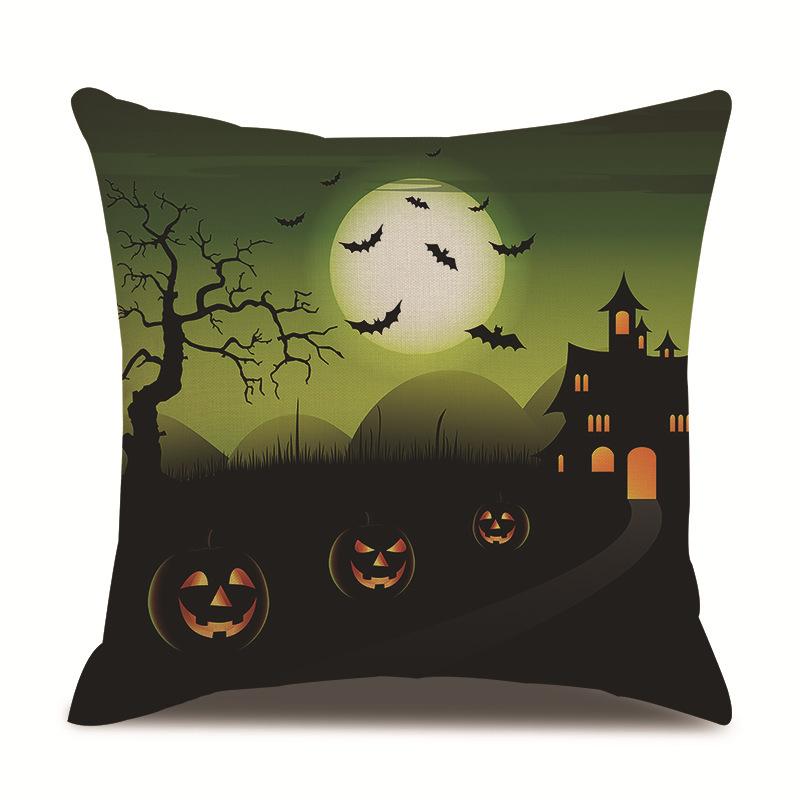 Halloweenský lněný povlak na polštář Tištěný povlak na polštář