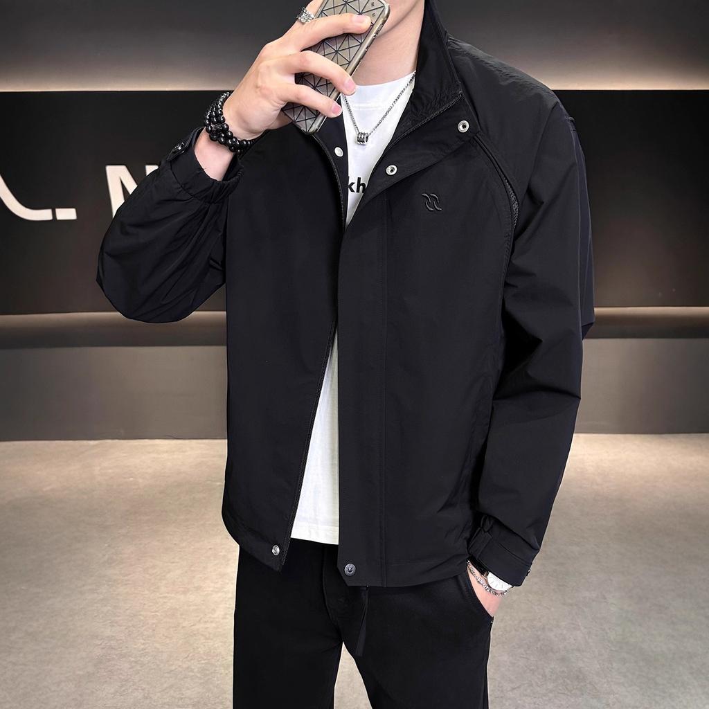 2025 New Stand-up Collar Jacket Men's Ruffian Handsome High-end Sense Spring and Autumn New Men's Clothing Loose Casual Jacket Men