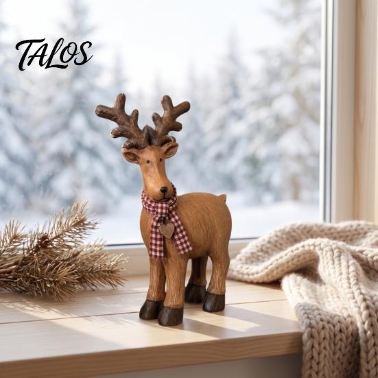 Small Wildlife Sculptures for Shelves Rustic Elk Ornament, Handcrafted Resin Deer Figurine, Decorative Figurines Home Decor Sculpture Countryside