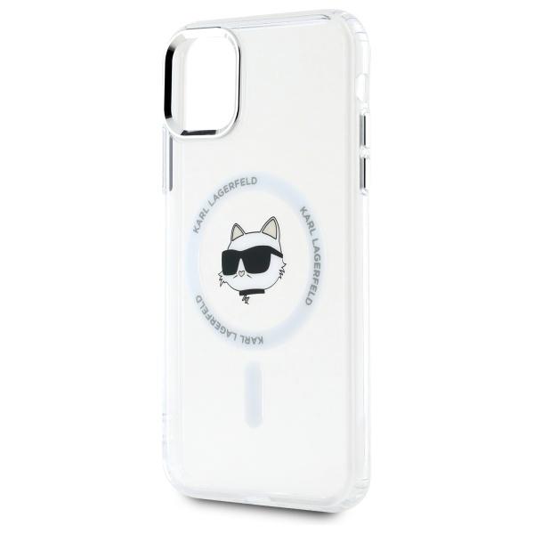 Karl Lagerfeld Klhmn61Hlschh Iphone 11   / Xr 6.1 Biały/White Hardcase Iml Metal Choupette Head Magsafe