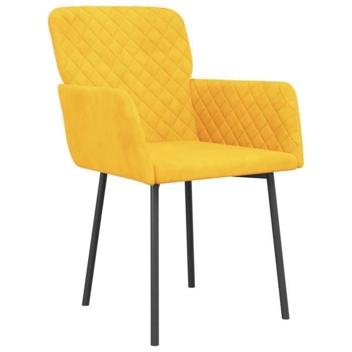 VidaXL Chaises de salle à manger 2 pcs Jaune Velours 344786