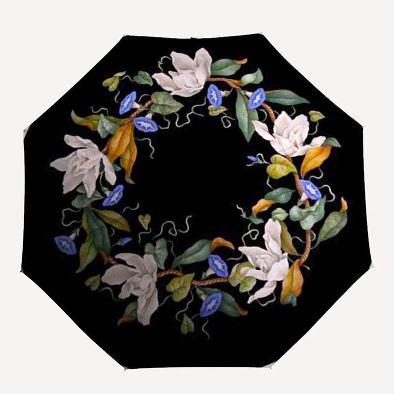 

1pc Floral wreath, embroidery, nature Umbrella with Plastic Handle,Compact & Stylish,Suitable for All Seasons YS331028