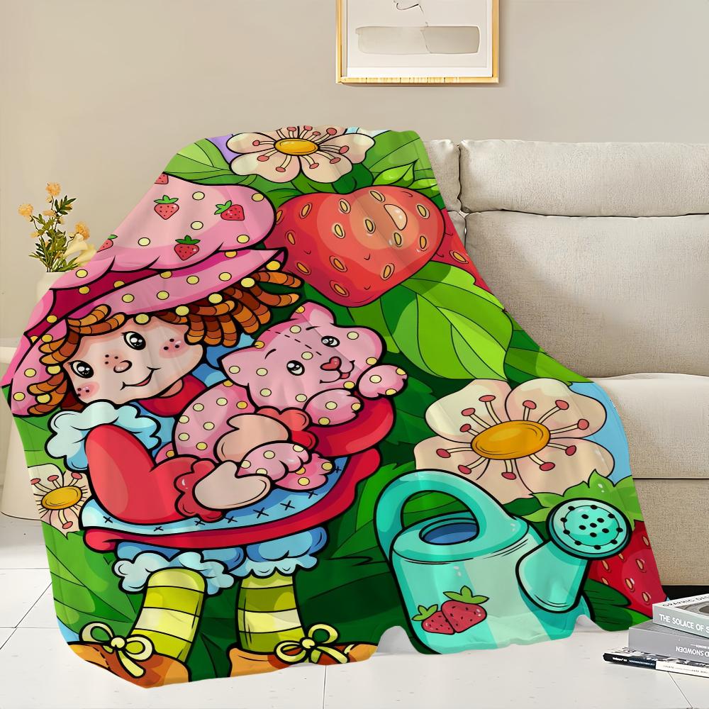 Niedliche S-Erdbeer-S-Shortcake-Decke Hautfreundlicher Komfort Warm Weich Plüschdecke Geeignet Sofa Wohnzimmer Büro Schlafzimmer
