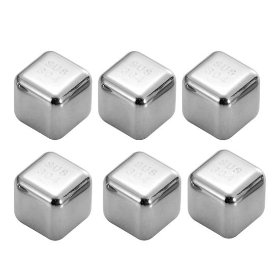 Stainless Steel Ice Cubes Set with Clips Reusable Drink Chillers Quick Freezing Metal Whiskey Chilling Stones for Beer Cocktails