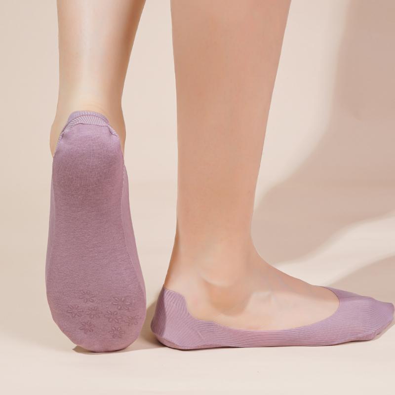 4 Paar Damen Sommer Dünne Socken Slipper Silikon Rutschfest Eis Seide Kniestrümpfe Nahtlos Unsichtbar Mädchen Uni Bootssocken Korea