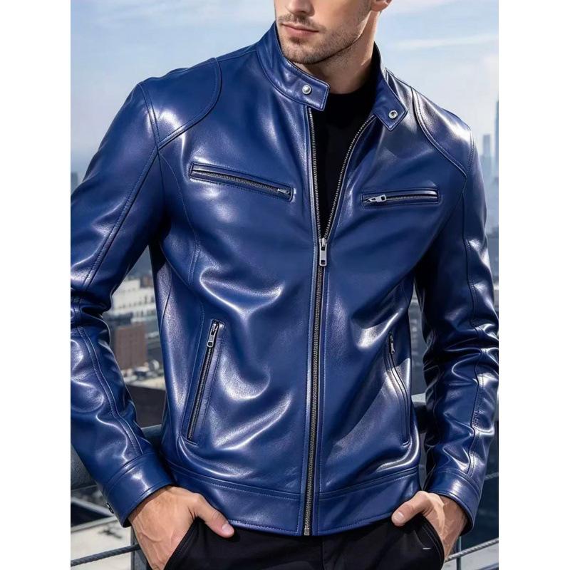 New men's stand-up collar locomotive leather jacket autumn slim-fit short PU leather jacket fashion casual jacket