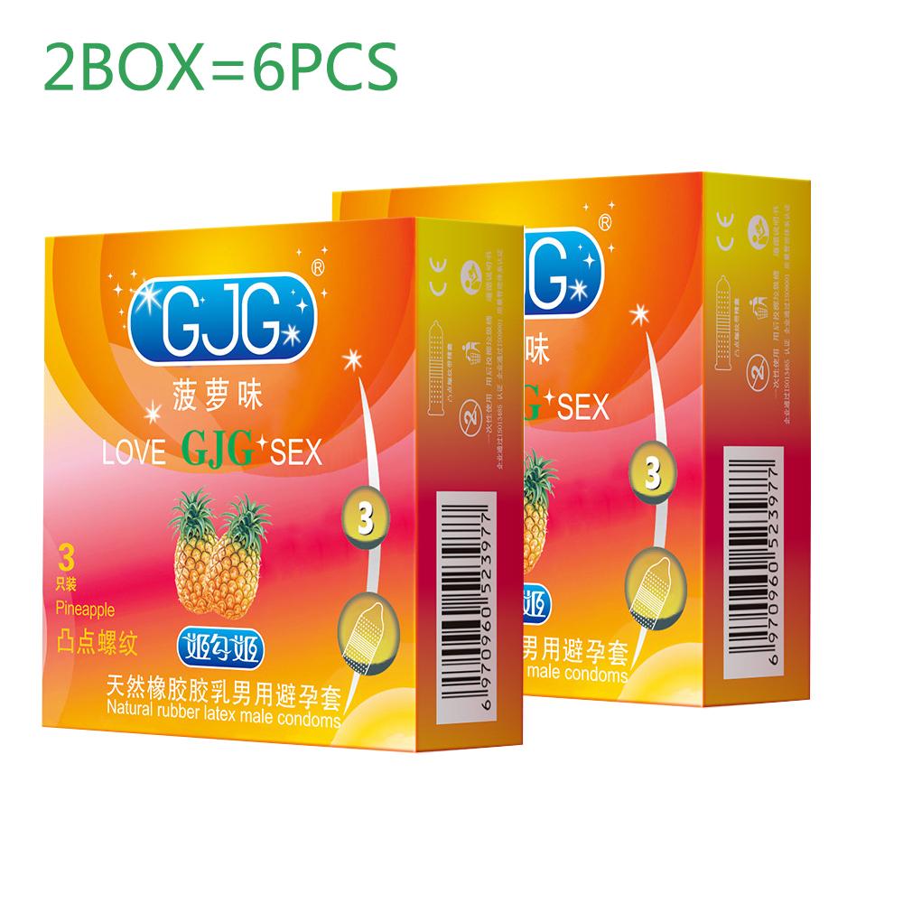 Ultra-thin Condom Lubrication Natural Latex Condom 52mm Pineapple Flavor Bump Thread Safe Sex Sex Product for Male