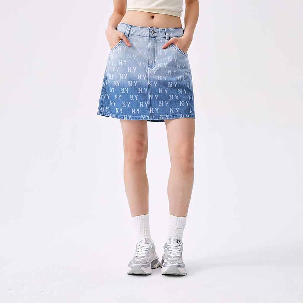 New MLB MONOGRAM Collection New York Yankees SS25 Denim Short Skirts Women's Denim 3FDSM0253-50INS