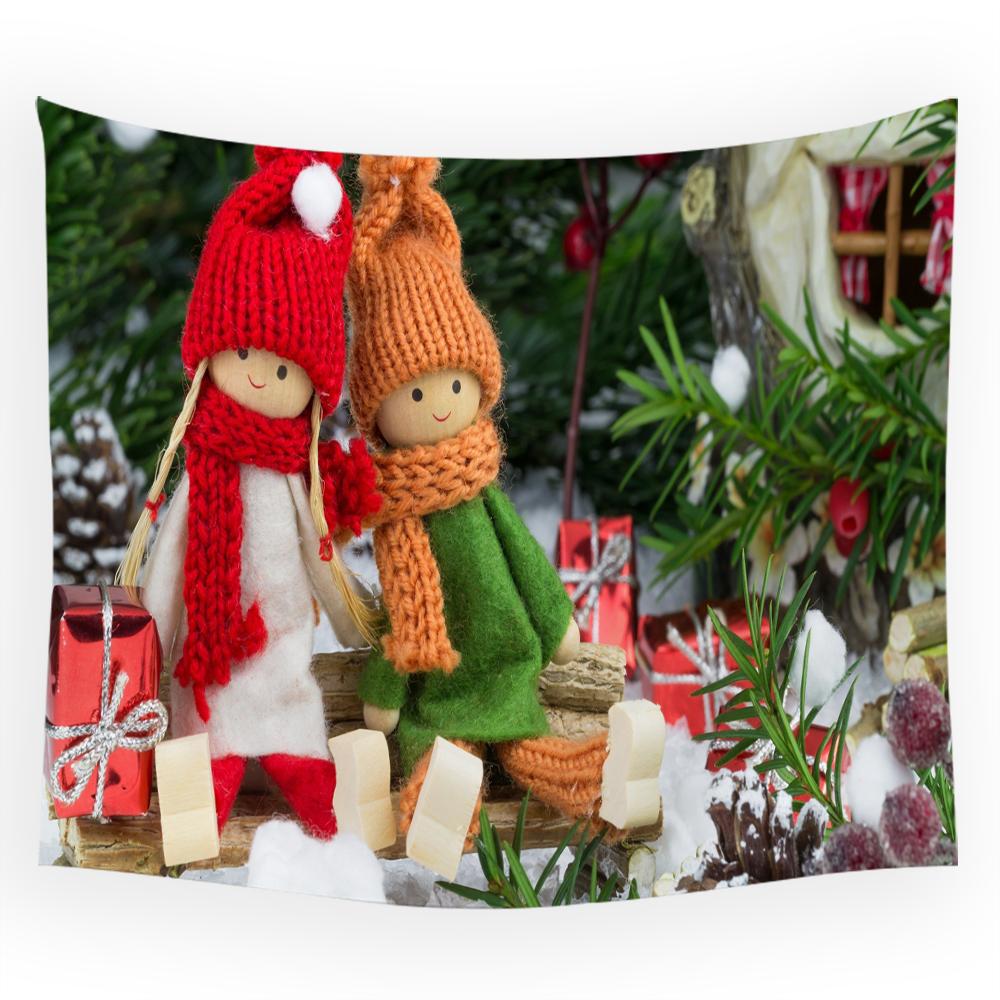 Christmas Santa Claus Decorative Print Pattern Tapestry Home Living Room Bedroom Wall Decoration Background Fabric Tapestry