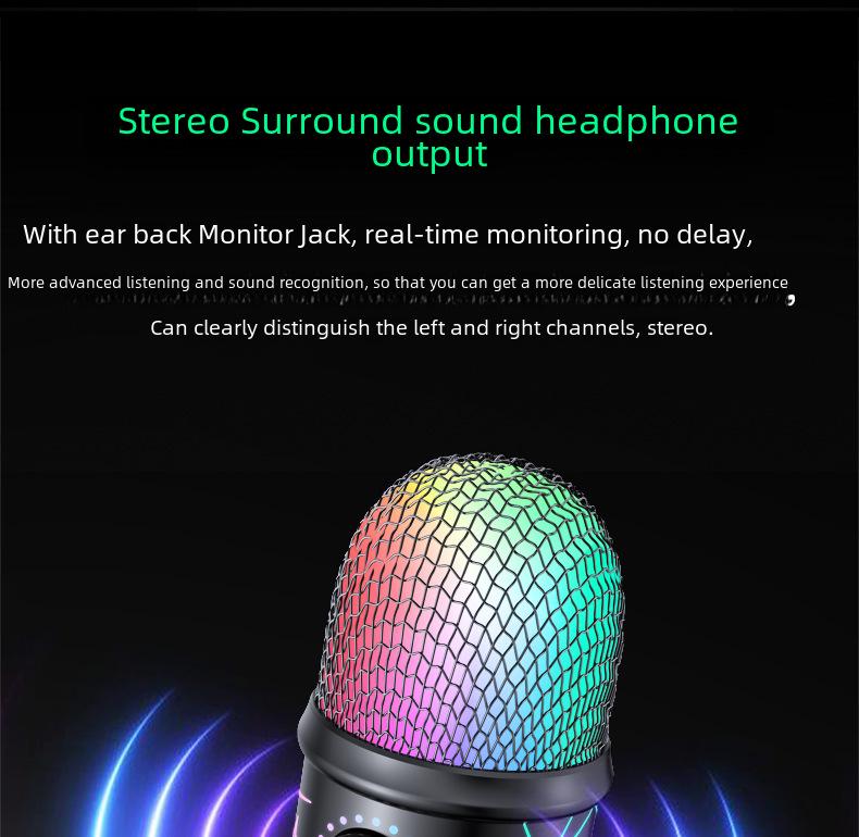 V5 RGB USB Condenser Microphone - Noise Reduction for PC, Mobile, Live Karaoke, and Gaming.