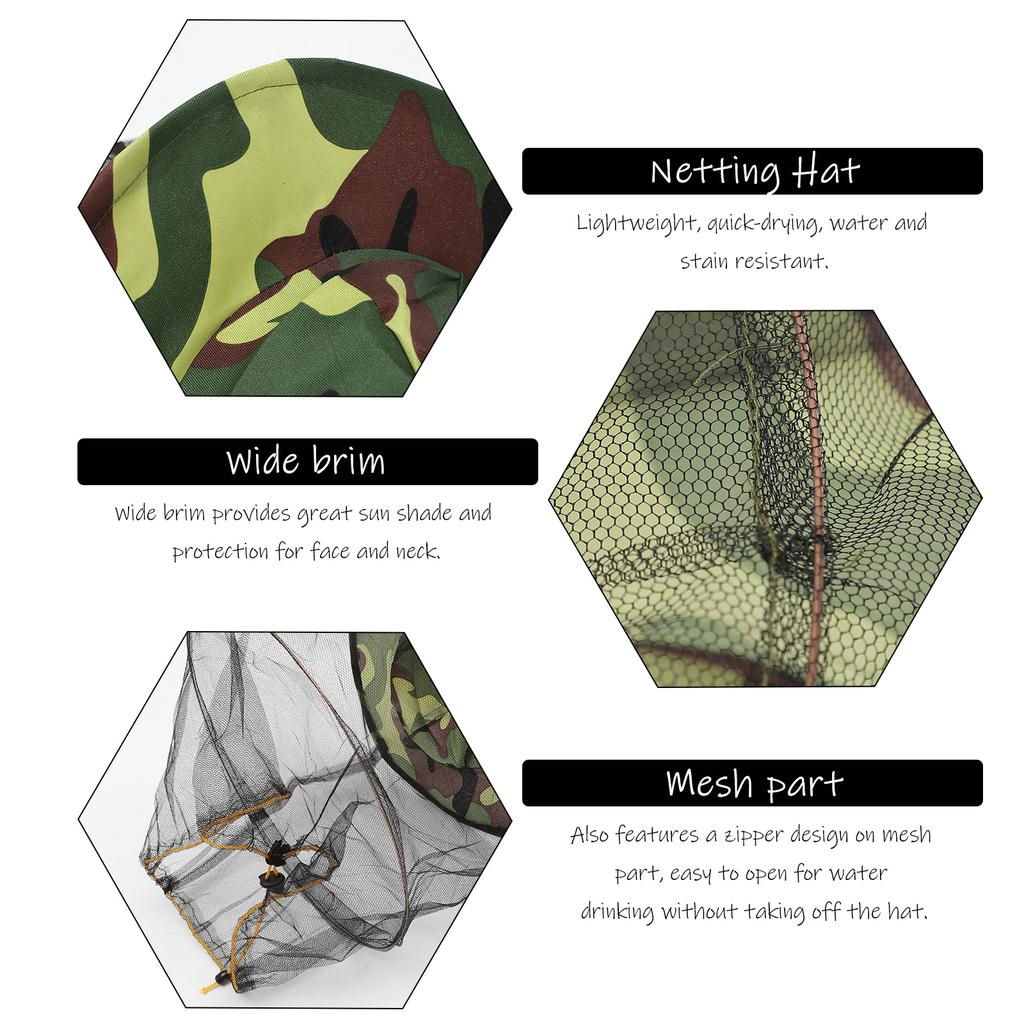 2 Pcs Midge Net Beehive Hat Veil Mesh Face Protector Resistance Cap Anti-Mosquito Beekeeping