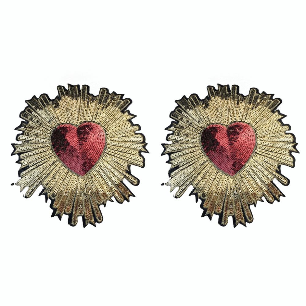 2pcs Embroidery Flowers Embroidered Flower Patches Handmade Sequin Patches For Clothing