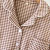 De Velvet Couple's Autumn/Winter Pajama Set: Women's Simple Check Long Sleeve & Men's Loose Casual Home Wear, Also Suitable for Spring Outdoor Wear