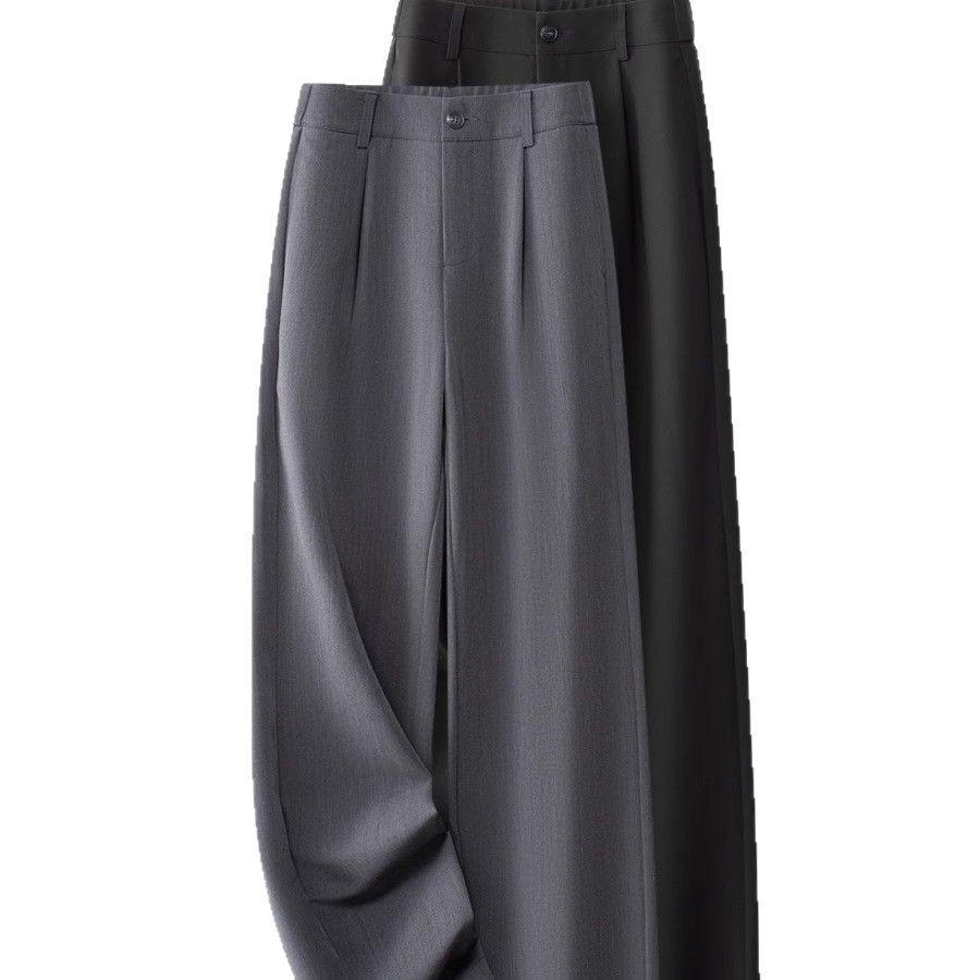 Gray High-Waisted Wrinkle-Free Wide-Leg Slimming Women's Pants - Pear Shaped, Spring/Autumn 2025 Collection