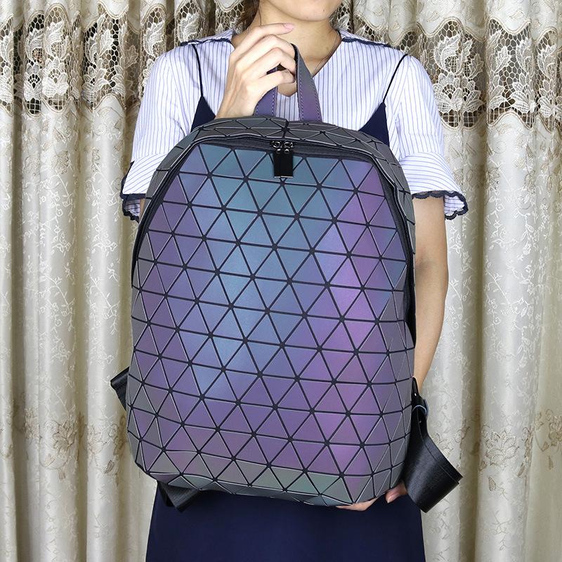 Fashion Backpack Geometric Rhombus Inverted Triangle Symphony Mountaineering Bag Triangle Piece Rhombus Color Changing Luminous Backpack