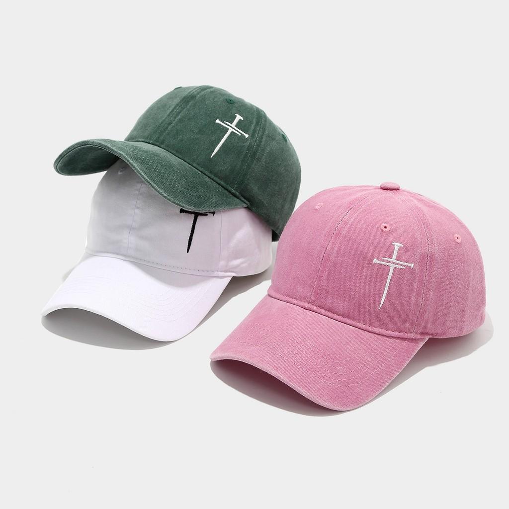 Streetwear Baseball Cap With Cross Stud Embroidery For Casual Men Women