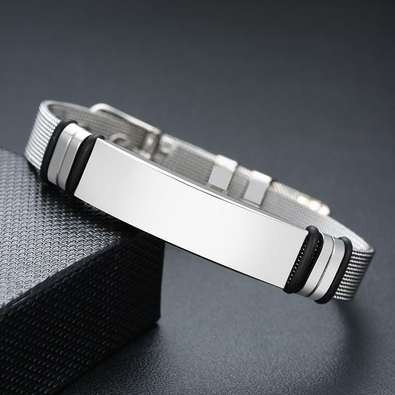 Vnox Mens Stainless Steel Custom Engrave ID Tag Bracelets Dad Gift Length Adjustable with Mesh Watch Band Jewelry Gift for Dad