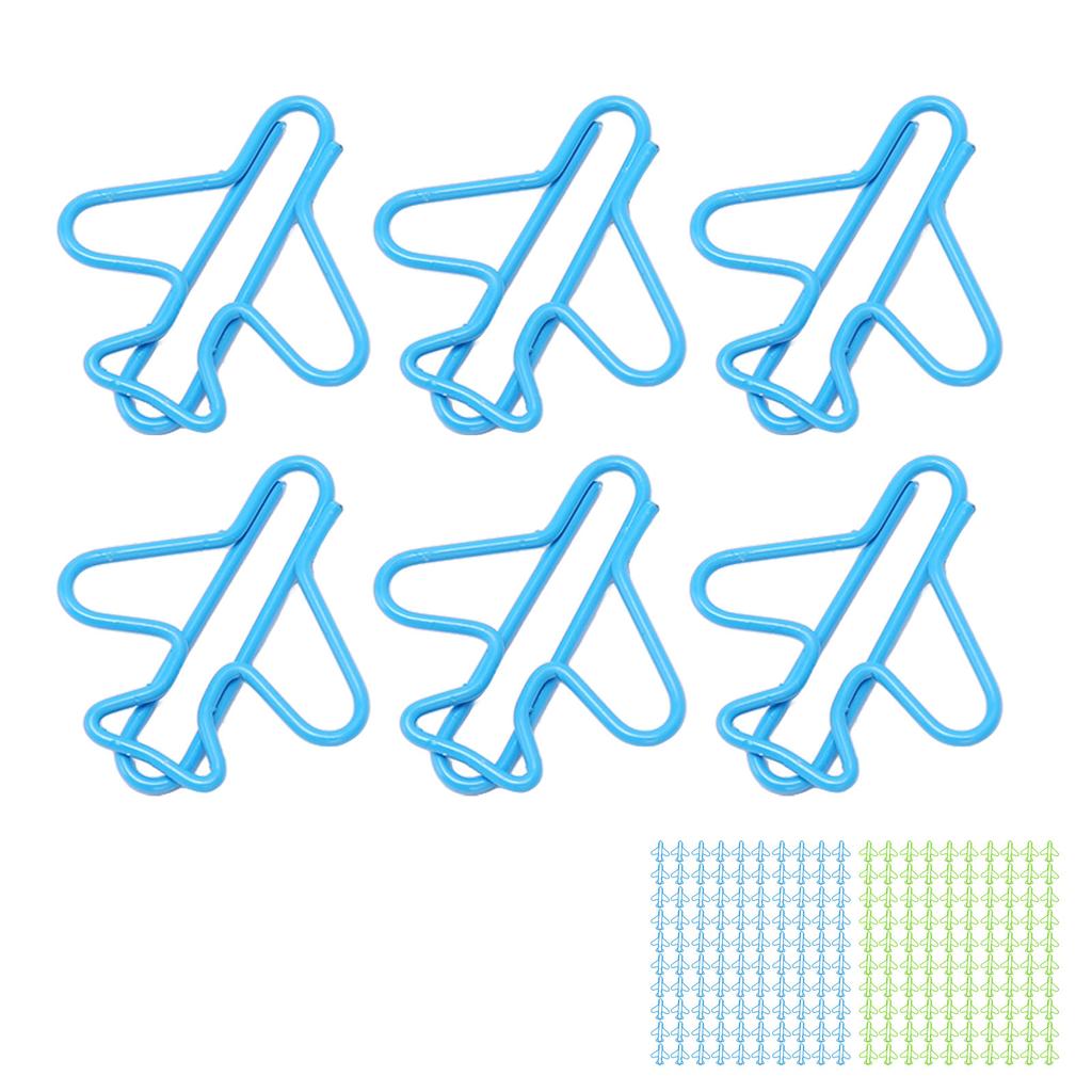 100Pcs Cute Paper Clips Plane Shape Design Covered Wire Bright Color Fancy Paperclips for Scrapbook