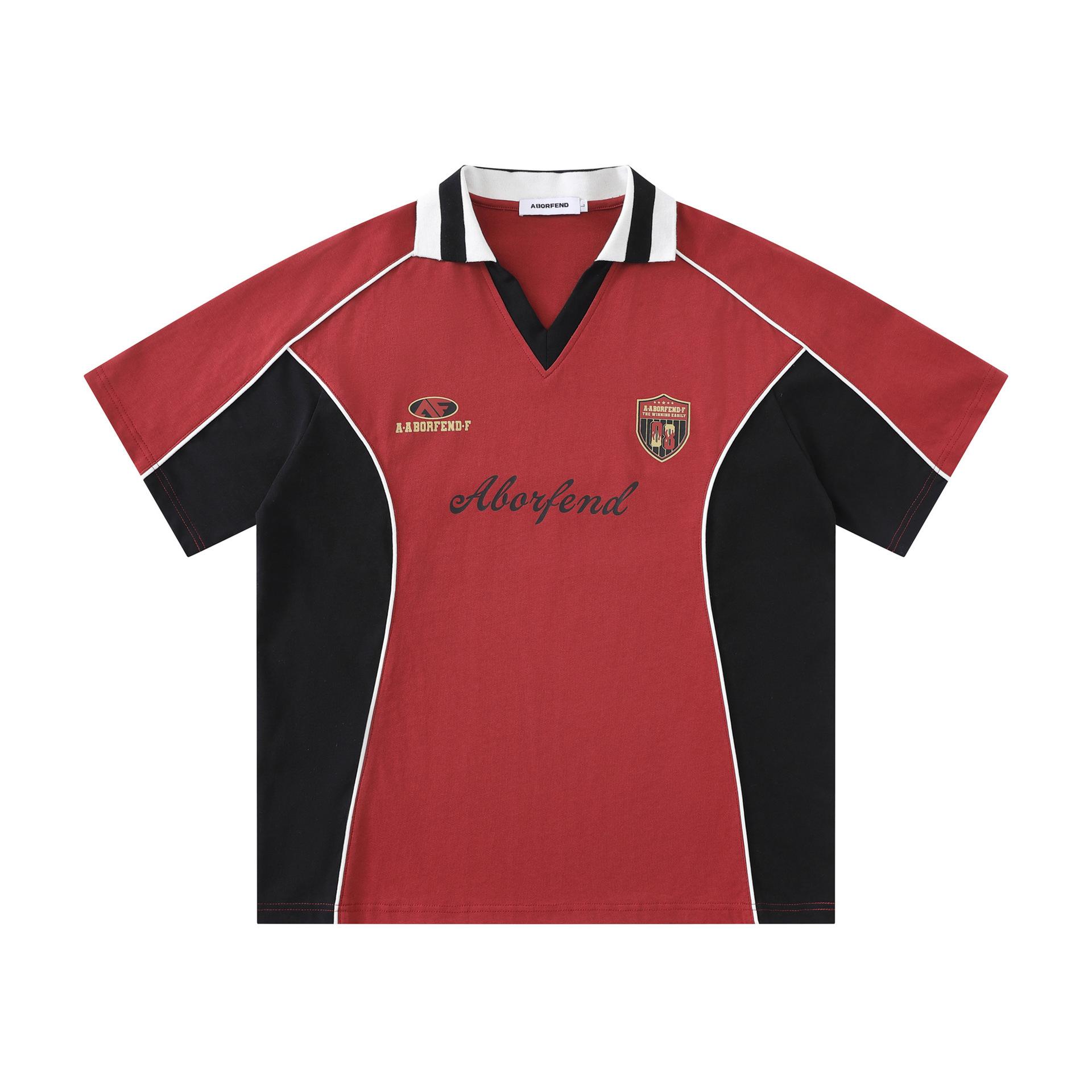 American vintage sporty polo shirt, lapel T-shirt, short-sleeve tee S