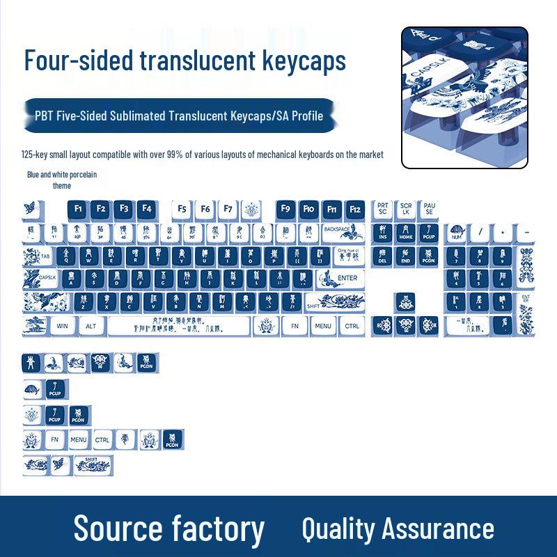Four-Sided Translucent Color Keycaps for Customized Mechanical Keyboard