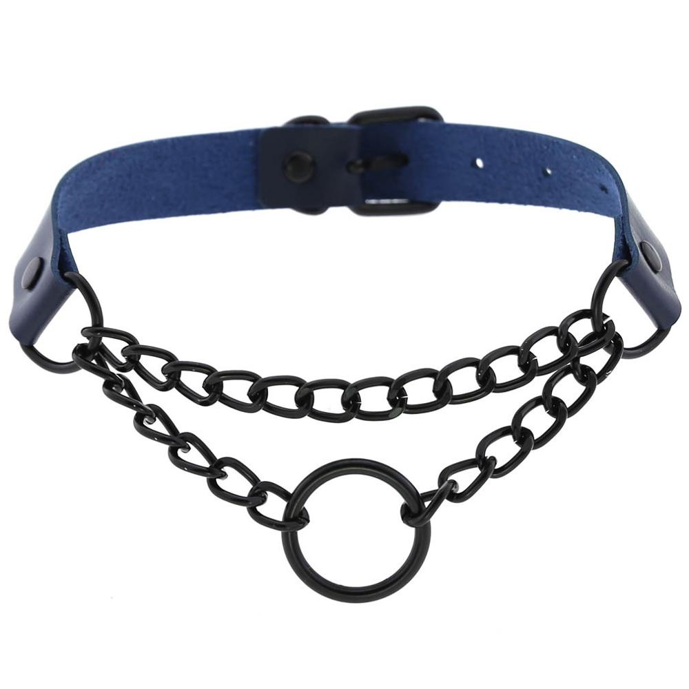 Black Gothic O Chain choker collar harajuku Punk Choker women girls black leather chocker emo Kawaii witch jewelry