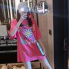 Summer 2026 Korean Style Trendy Cute Graffiti Loose Mid-Length Short-Sleeve T-shirt for Women
