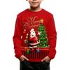 Children's Christmas Reindeer Print T-shirt Boys Cute Round Neck Long Sleeved Soft Comfortable Top